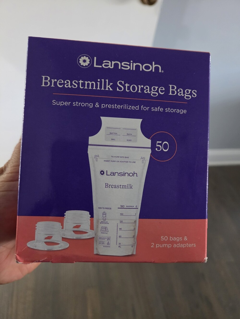 Lansinoh Breastmilk Storage Bags - Purple & Red Box (50 Count)